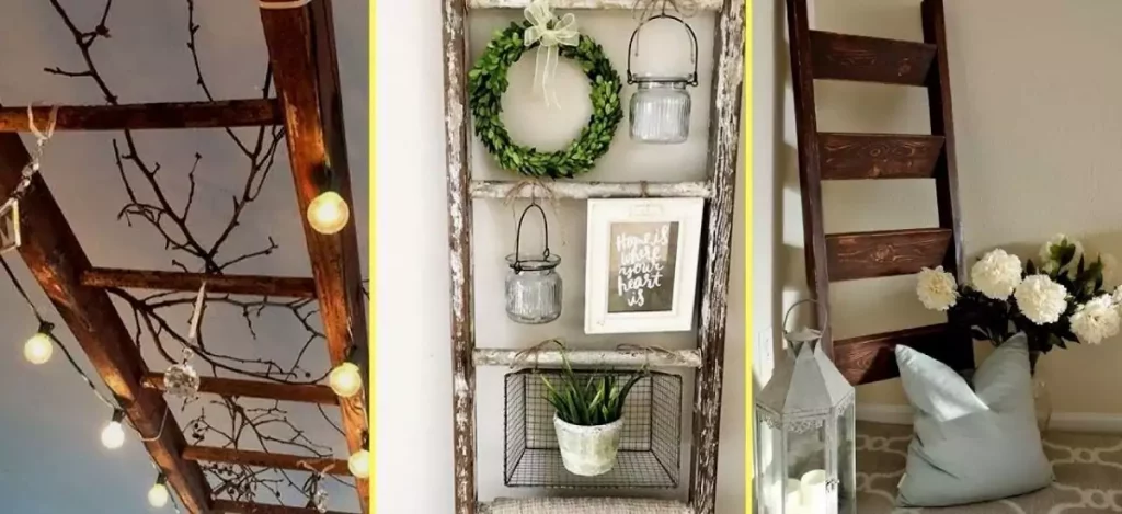 Farmhouse Old Wooden Ladder Decorating Ideas